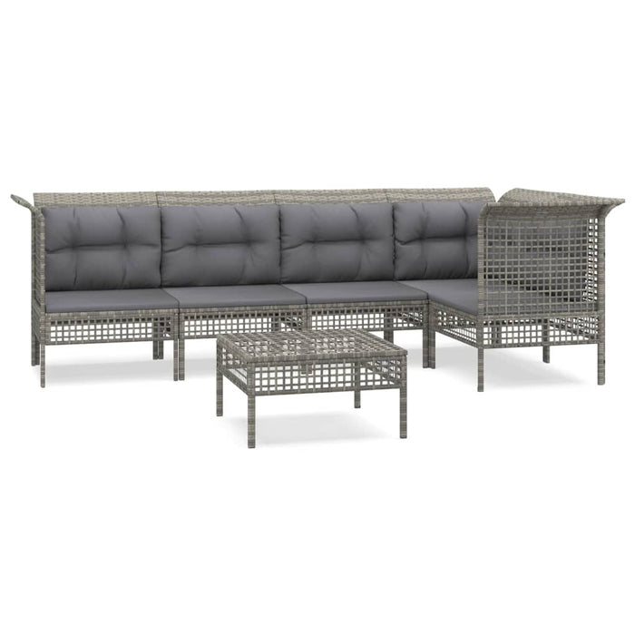 Set mobilier de grădină cu perne, 6 piese, gri, poliratan - WALTI WALTI