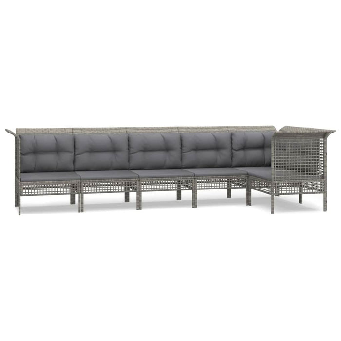 Set mobilier de grădină cu perne, 6 piese, gri, poliratan - WALTI WALTI