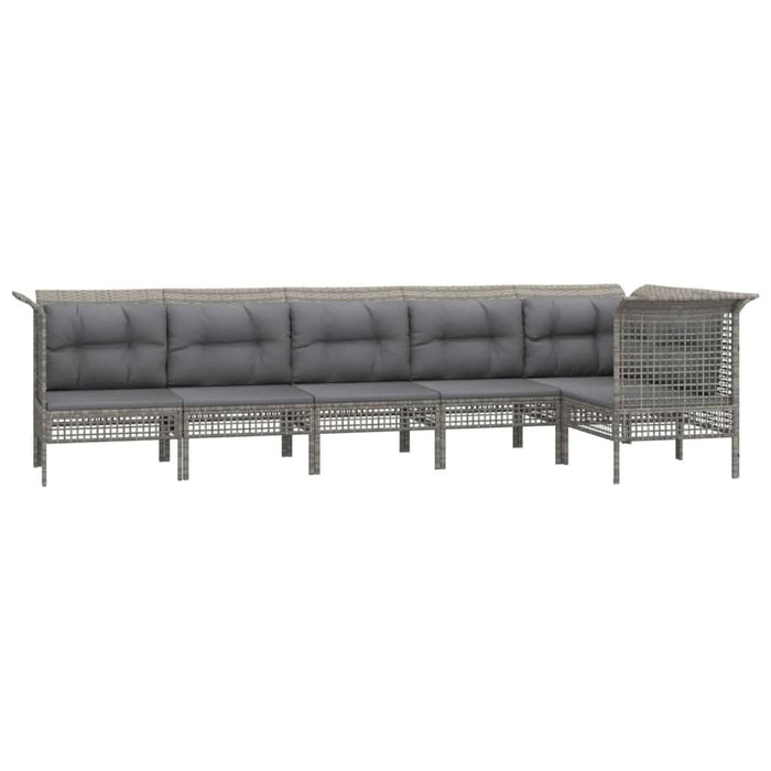 Set mobilier de grădină cu perne, 6 piese, gri, poliratan - WALTI WALTI