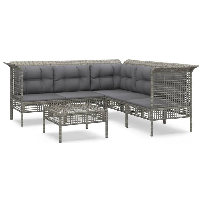 Set mobilier de grădină cu perne, 6 piese, gri, poliratan - WALTI WALTI