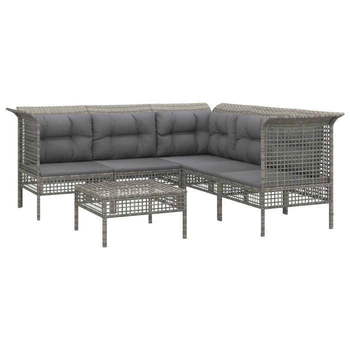 Set mobilier de grădină cu perne, 6 piese, gri, poliratan - WALTI WALTI