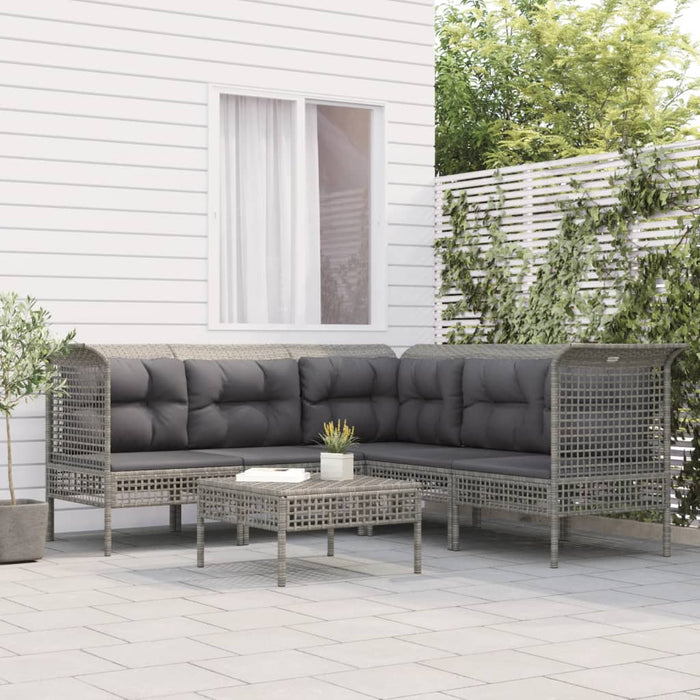Set mobilier de grădină cu perne, 6 piese, gri, poliratan - WALTI WALTI