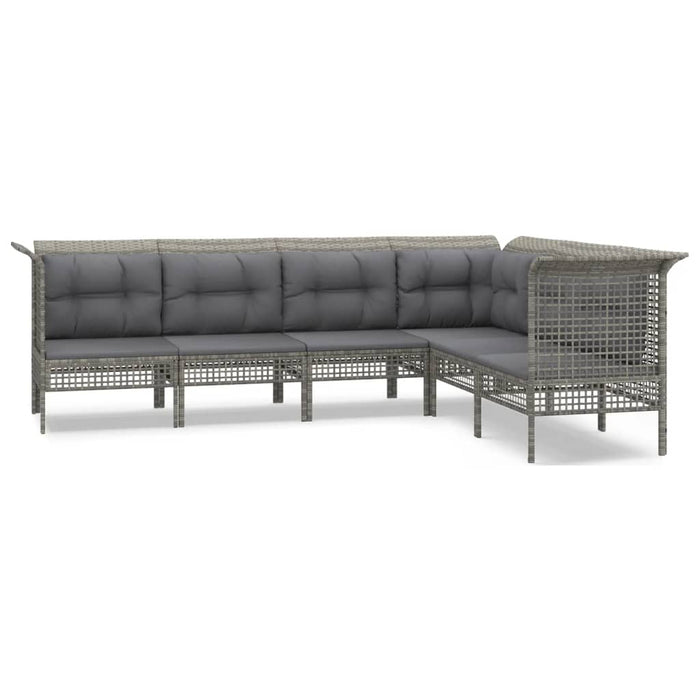 Set mobilier de grădină cu perne, 6 piese, gri, poliratan WALTI