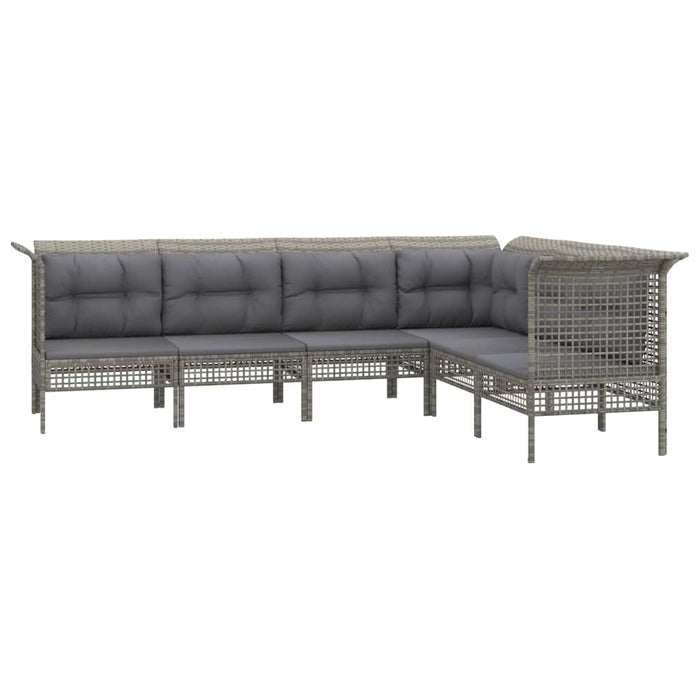 Set mobilier de grădină cu perne, 6 piese, gri, poliratan WALTI