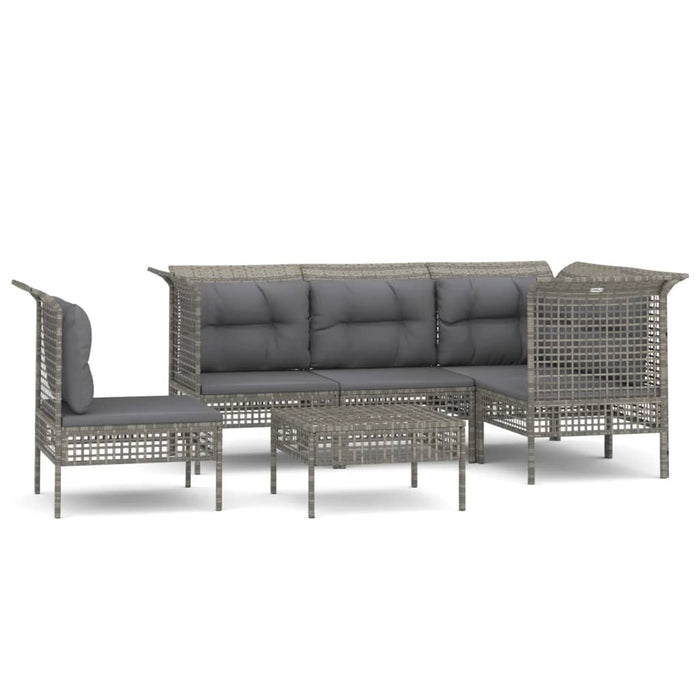 Set mobilier de grădină cu perne, 6 piese, gri, poliratan - WALTI WALTI