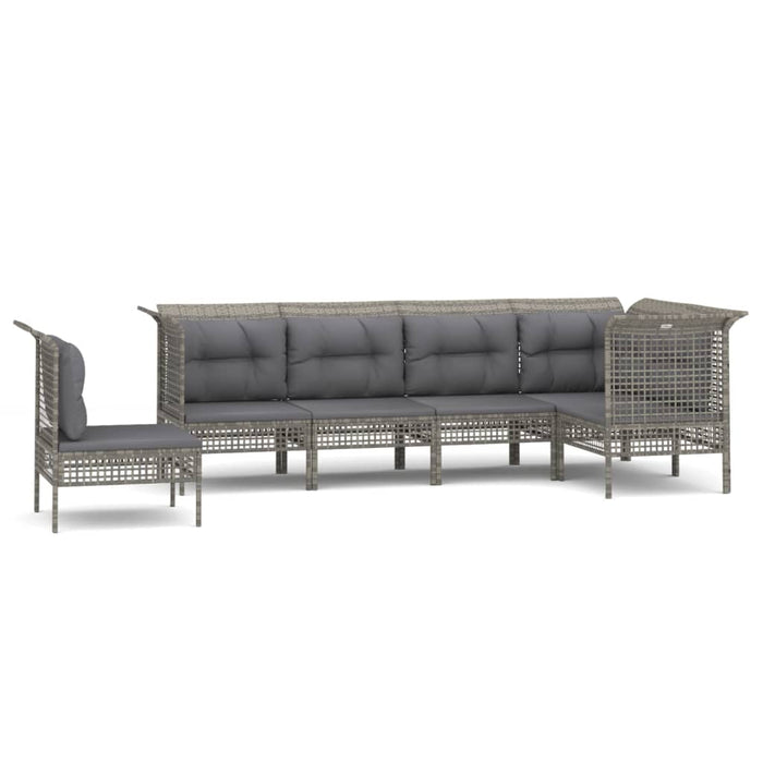 Set mobilier de grădină cu perne, 6 piese, gri, poliratan - WALTI WALTI