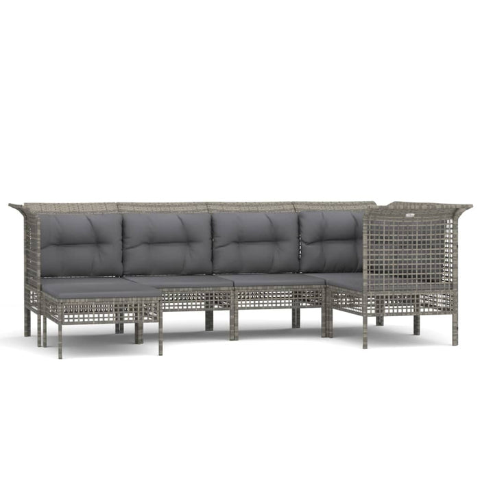 Set mobilier de grădină cu perne, 6 piese, gri, poliratan WALTI