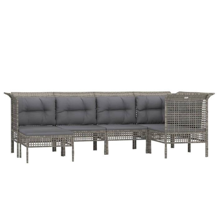 Set mobilier de grădină cu perne, 6 piese, gri, poliratan WALTI