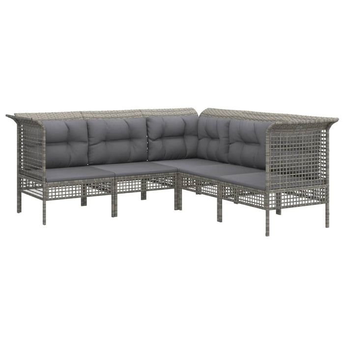 Set mobilier de grădină cu perne, 6 piese, gri, poliratan WALTI