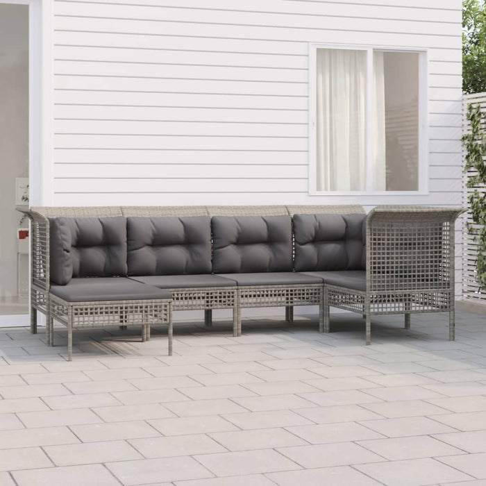 Set mobilier de grădină cu perne, 6 piese, gri, poliratan WALTI