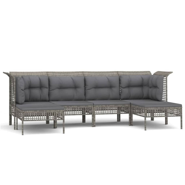 Set mobilier de grădină cu perne, 6 piese, gri, poliratan - WALTI WALTI