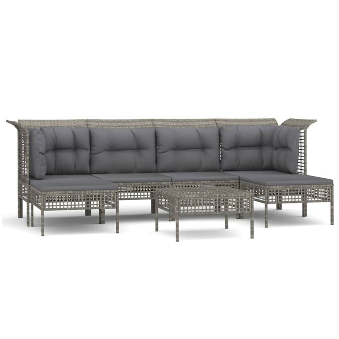 Set mobilier de grădină cu perne, 7 piese, gri, poliratan - WALTI WALTI