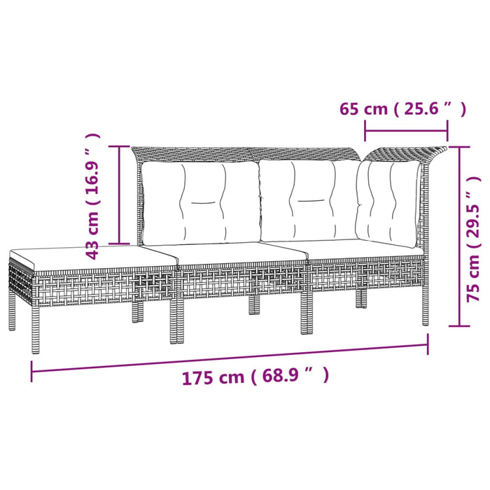 Set mobilier de grădină cu perne, 7 piese, gri, poliratan - WALTI WALTI