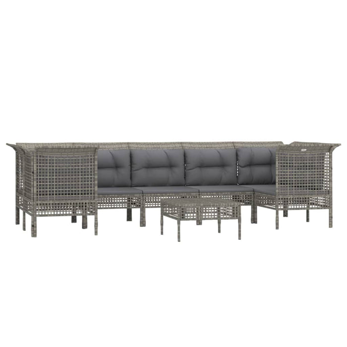 Set mobilier de grădină cu perne, 8 piese, gri, poliratan WALTI