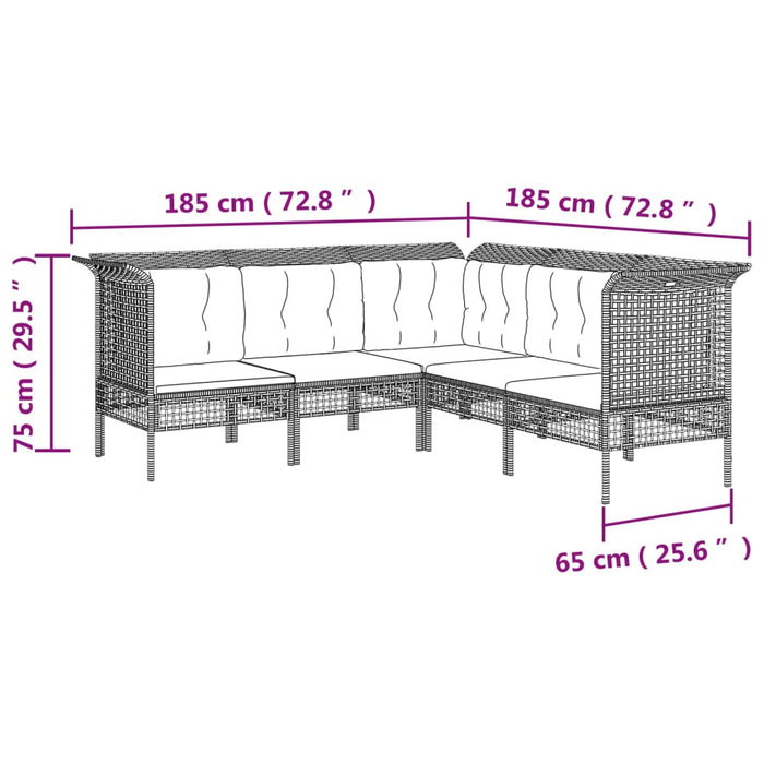 Set mobilier de grădină cu perne, 8 piese, gri, poliratan WALTI
