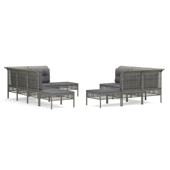 Set mobilier de grădină cu perne, 11 piese, gri, poliratan WALTI