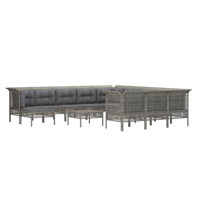 Set mobilier de grădină cu perne, 13 piese, gri, poliratan WALTI