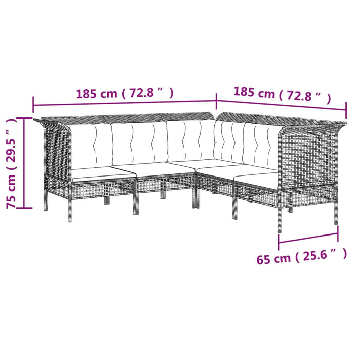 Set mobilier de grădină cu perne, 13 piese, gri, poliratan WALTI