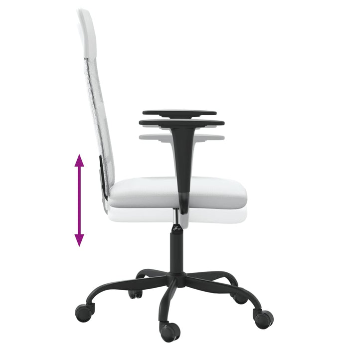 Scaun birou reglabil în înălțime, alb, piele artificială/plasă WALTI