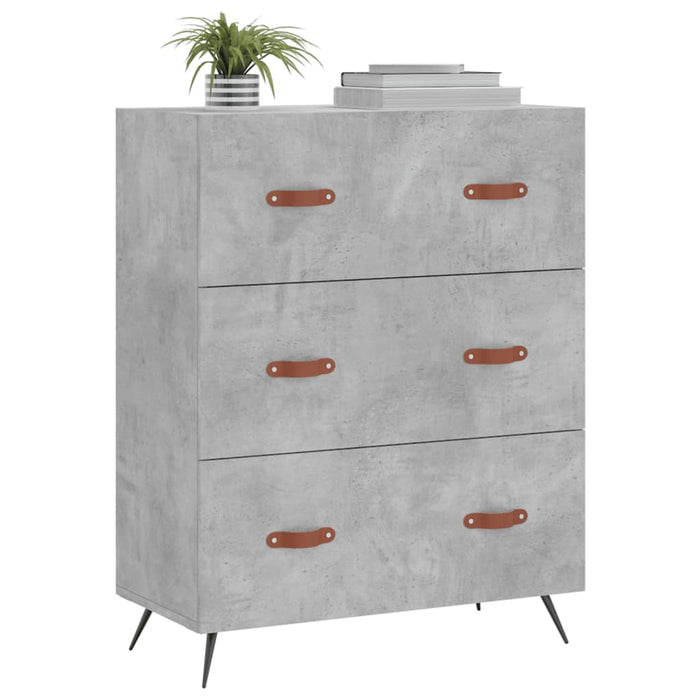 Comodă cu sertare, gri beton, 69,5x34x90 cm, lemn prelucrat - WALTI WALTI