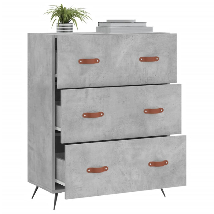 Comodă cu sertare, gri beton, 69,5x34x90 cm, lemn prelucrat - WALTI WALTI