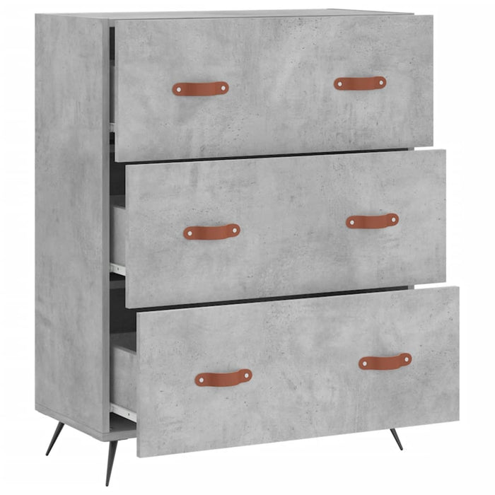 Comodă cu sertare, gri beton, 69,5x34x90 cm, lemn prelucrat - WALTI WALTI