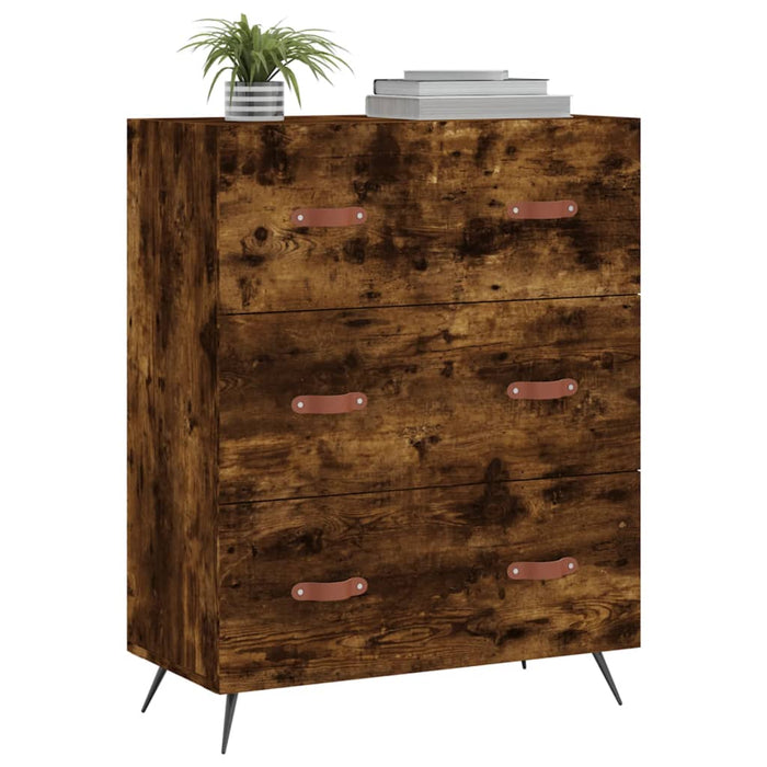 Comodă cu sertare, stejar afumat, 69,5x34x90 cm, lemn prelucrat WALTI