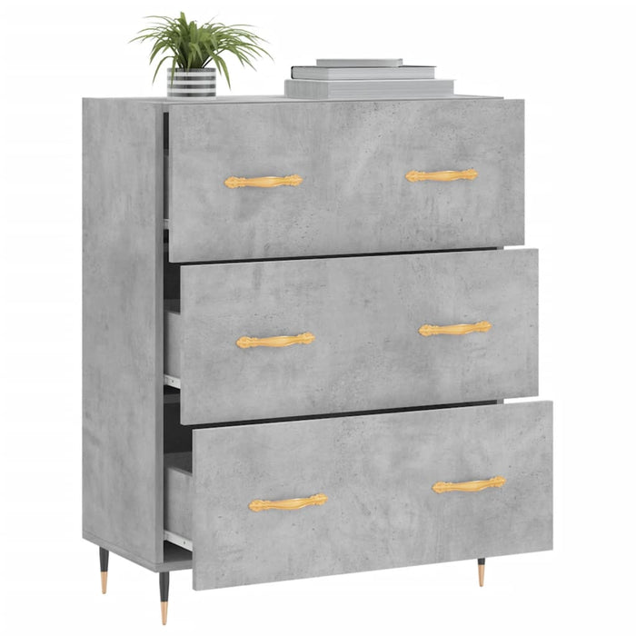 Servantă, gri beton, 69,5x34x90 cm, lemn compozit WALTI