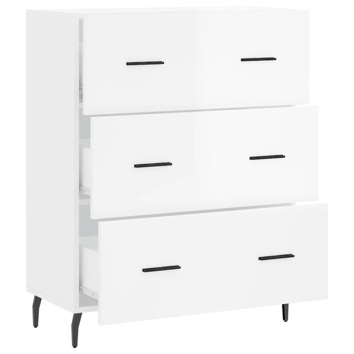 Servantă, alb extralucios, 69,5x34x90 cm, lemn compozit WALTI