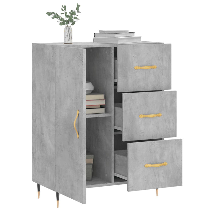 Servantă, gri beton, 69,5x34x90 cm, lemn compozit WALTI