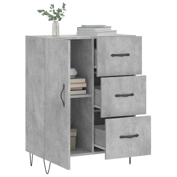 Servantă, gri beton, 69,5x34x90 cm, lemn compozit WALTI