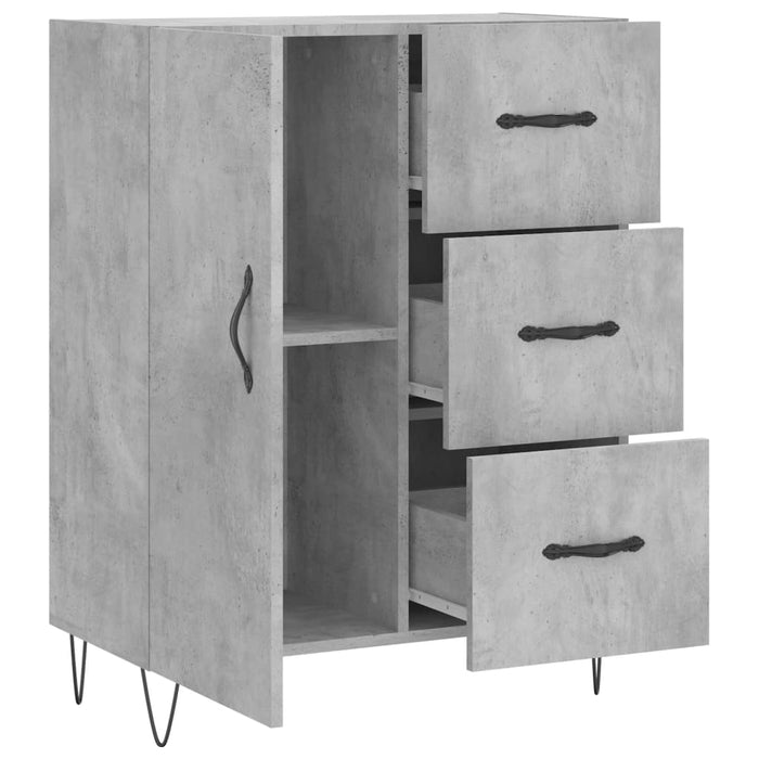 Servantă, gri beton, 69,5x34x90 cm, lemn compozit WALTI