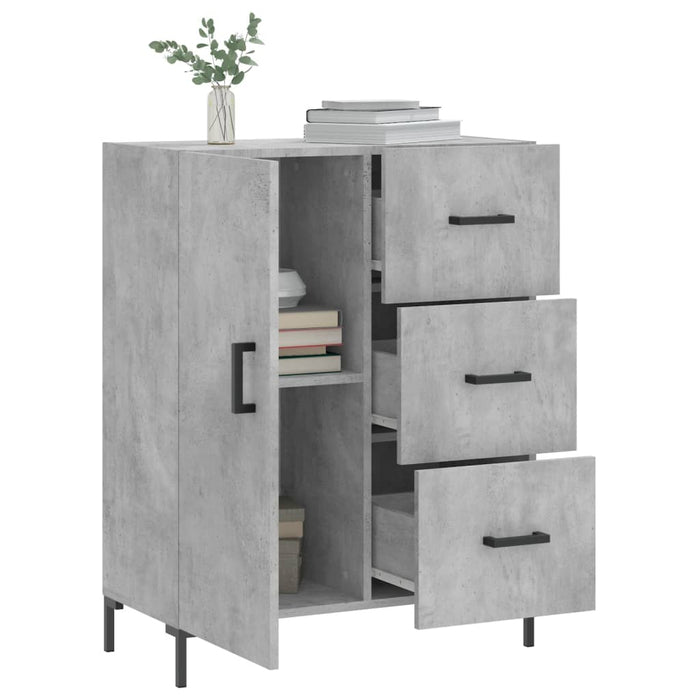 Servantă, gri beton, 69,5x34x90 cm, lemn compozit WALTI