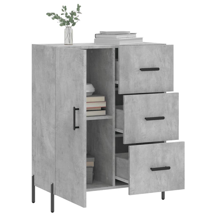 Servantă, gri beton, 69,5x34x90 cm, lemn compozit WALTI