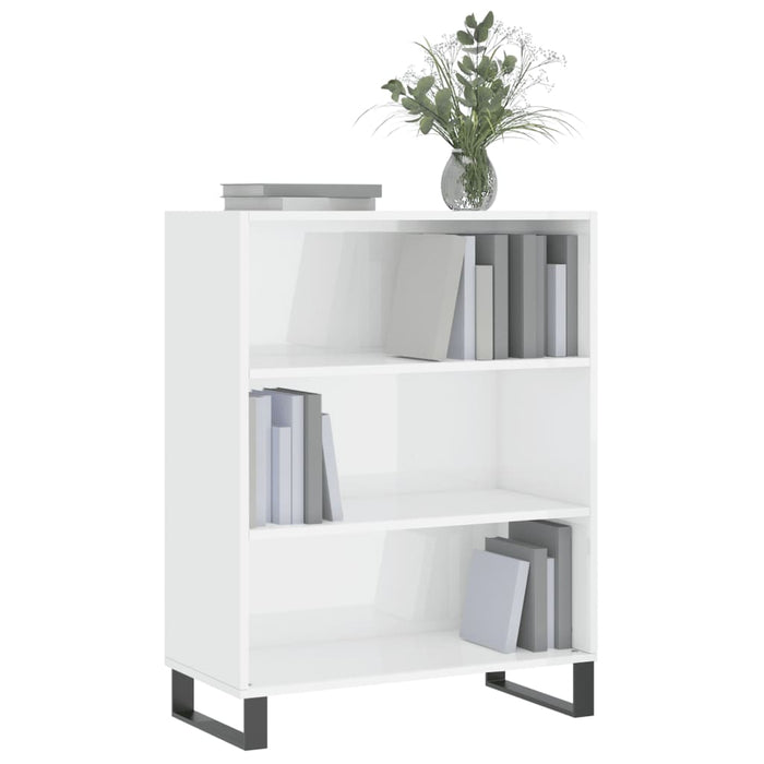 Dulap cu rafturi alb extralucios 69,5x32,5x90 cm lemn compozit - WALTI WALTI