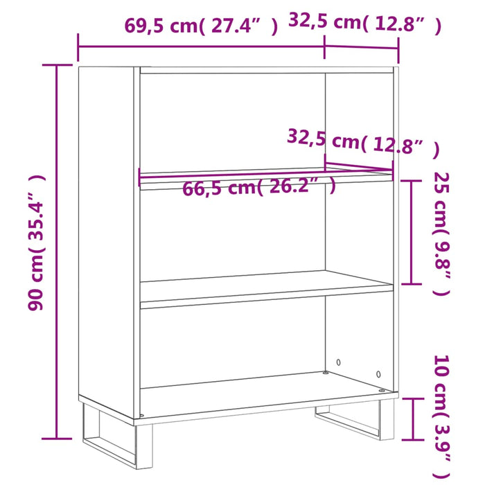 Dulap cu rafturi alb extralucios 69,5x32,5x90 cm lemn compozit - WALTI WALTI