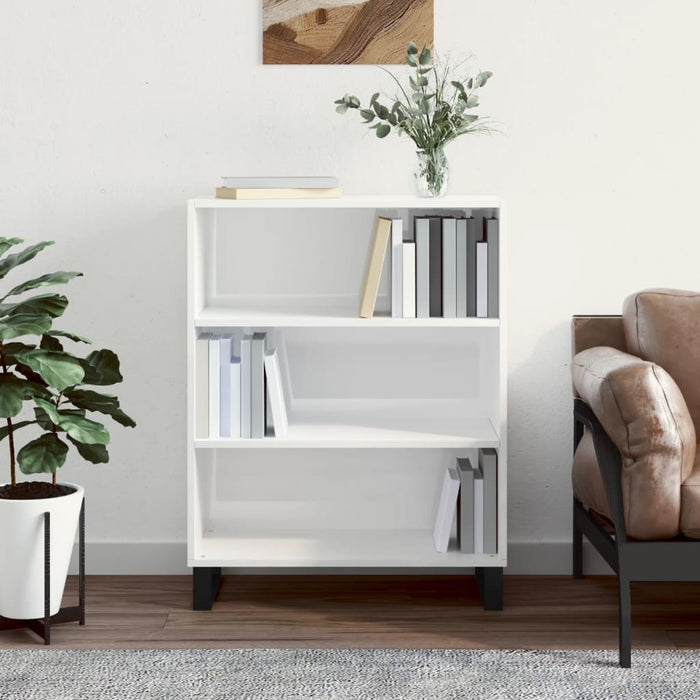 Dulap cu rafturi alb extralucios 69,5x32,5x90 cm lemn compozit - WALTI WALTI