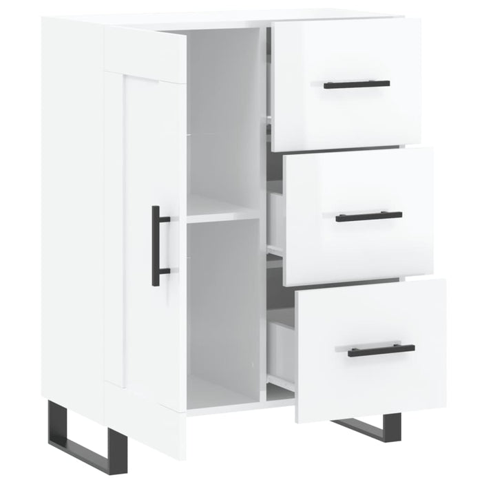 Servantă, alb extralucios, 69,5x34x90 cm, lemn compozit WALTI