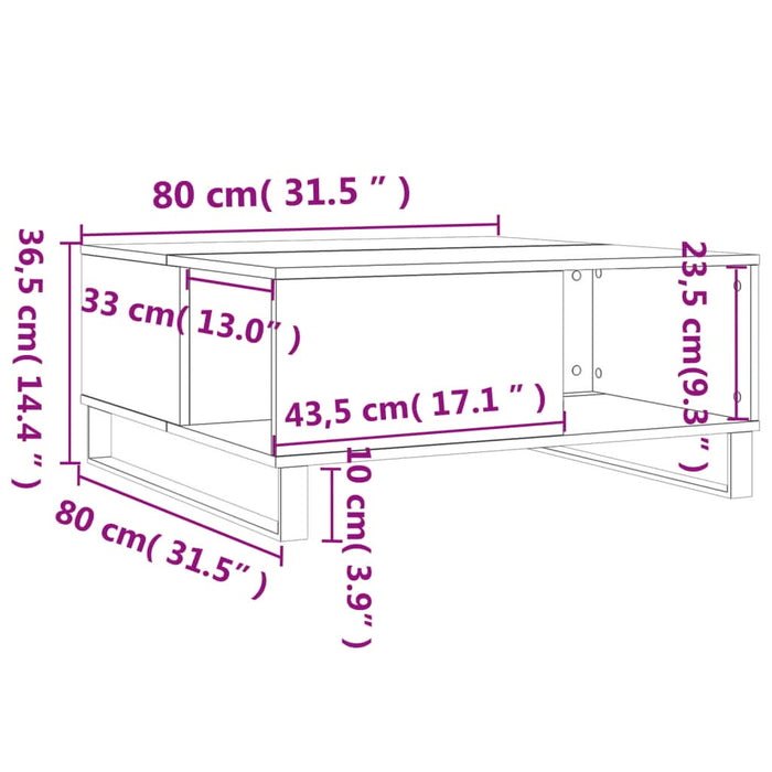 Măsuță de cafea, gri beton, 80x80x36,5 cm, lemn prelucrat - WALTI WALTI
