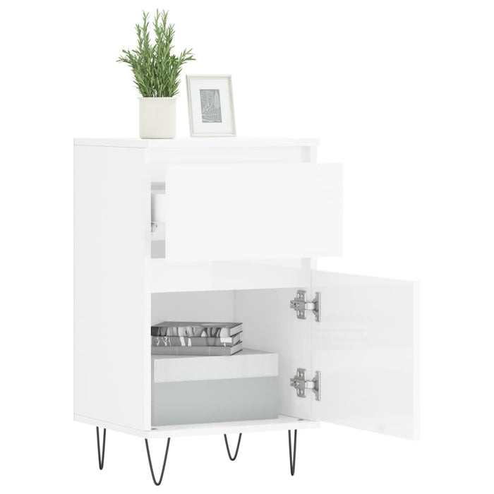 Servante, 2 buc., alb extralucios, 40x35x70 cm, lemn prelucrat WALTI