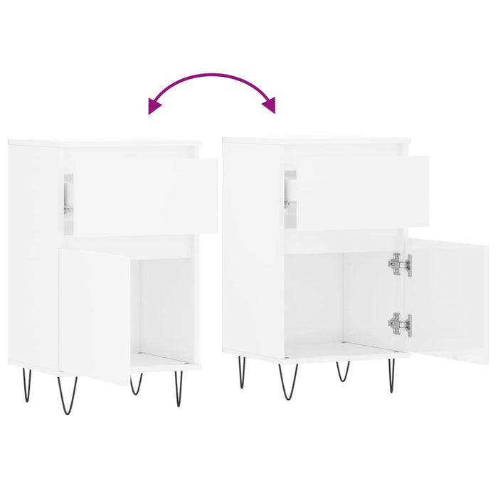 Servante, 2 buc., alb extralucios, 40x35x70 cm, lemn prelucrat WALTI