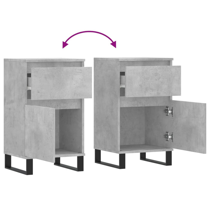 Servante, 2 buc., gri beton, 40x35x70 cm, lemn prelucrat - WALTI WALTI