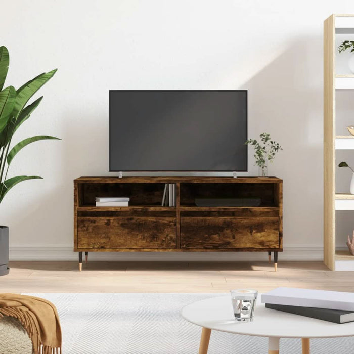 Comodă TV, stejar fumuriu, 100x34,5x44,5 cm, lemn prelucrat - WALTI WALTI