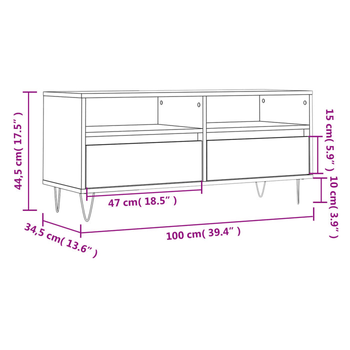 Comodă TV, stejar sonoma, 100x34,5x44,5 cm, lemn prelucrat WALTI