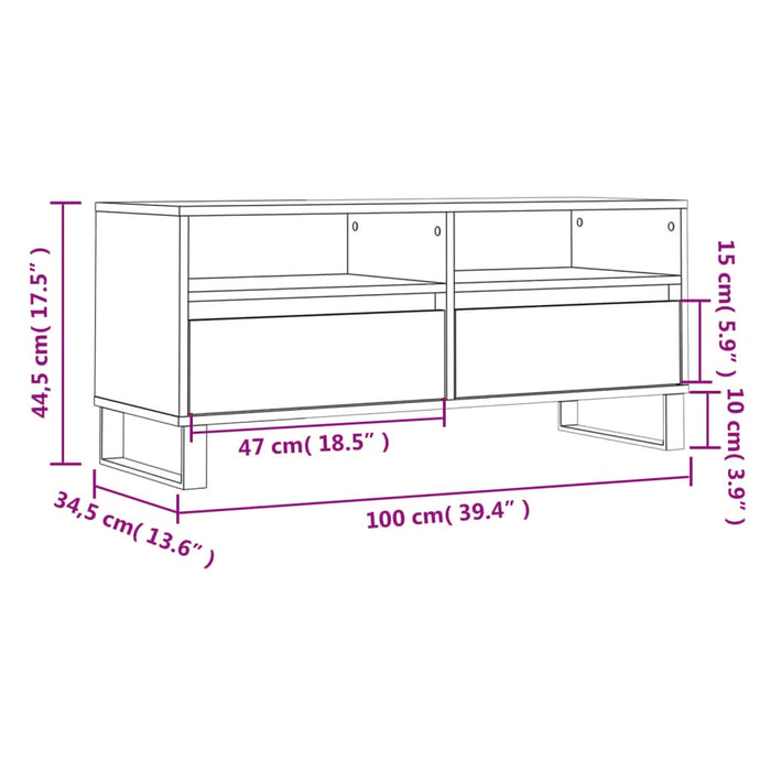 Comodă TV, gri beton, 100x34,5x44,5 cm, lemn prelucrat - WALTI WALTI