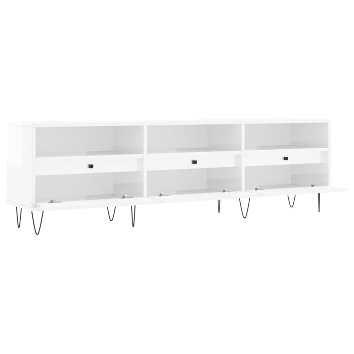 Comodă TV, alb extralucios, 150x30x44,5 cm, lemn prelucrat WALTI
