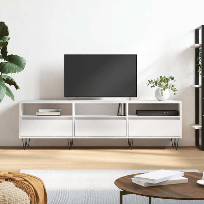 Comodă TV, alb extralucios, 150x30x44,5 cm, lemn prelucrat WALTI