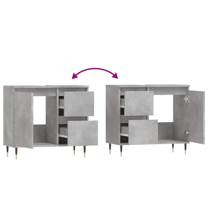 Dulap de baie, gri beton, 65x33x60 cm, lemn prelucrat WALTI
