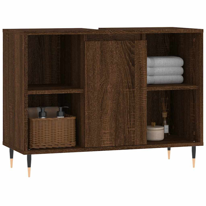 Dulap pentru baie, stejar maro, 80x33x60 cm, lemn compozit WALTI