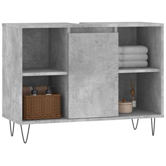Dulap pentru baie, gri beton, 80x33x60 cm, lemn compozit WALTI